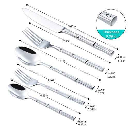 Silverware Set Stainless Steel Flatware Set 30 Pieces Cutlery Set Bamboo Handle Mirror Finished for Home Kitchen Restaurant Hotel Cutlery Set Service for 6