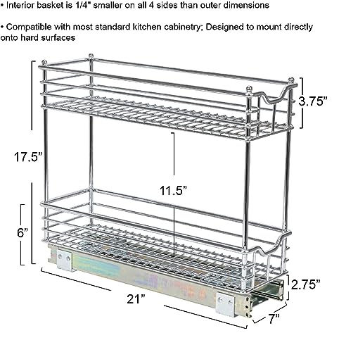 Glidez 2‑Tier Multipurpose Chrome‑Plated Steel Pull‑Out (2-Tier / 7" - Extended)