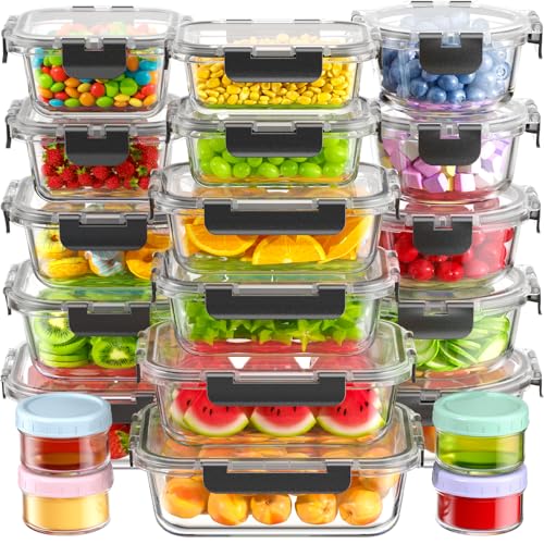 40 Piece Glass Food Storage Containers with Airtight Lids