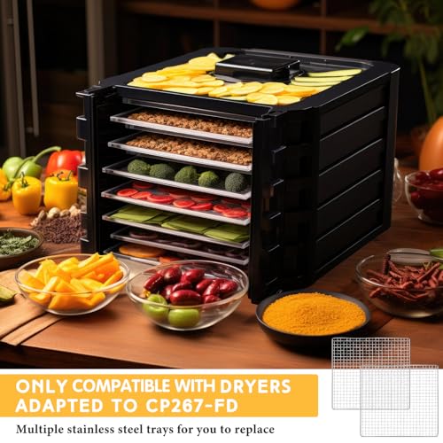 2 Pcs 13 x 12 Inches Dehydrator Trays Compatible with CP267