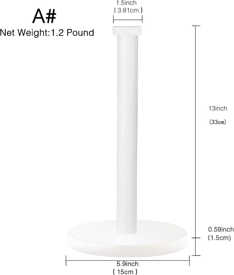 White Paper Towel Holder - Countertop Standing Holder for Kitchen