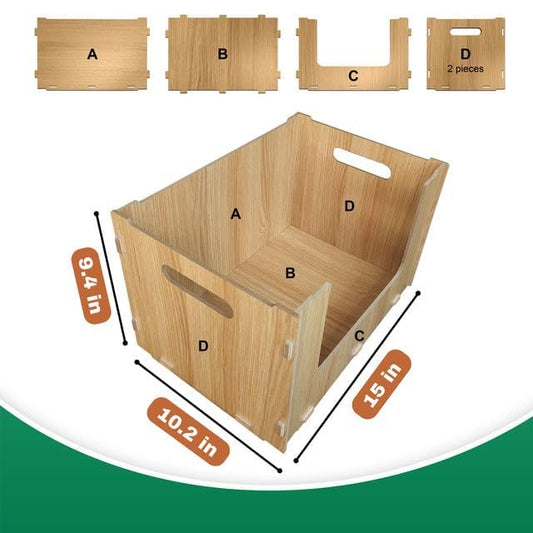 Wooden Stackable Storage Bins Open Front for Pantry Storage (3 Count)
