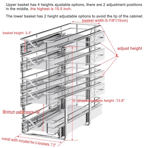 Pull Out Cabinet Organizer (Chrome / 7-1/2" W X 21-1/2" D)