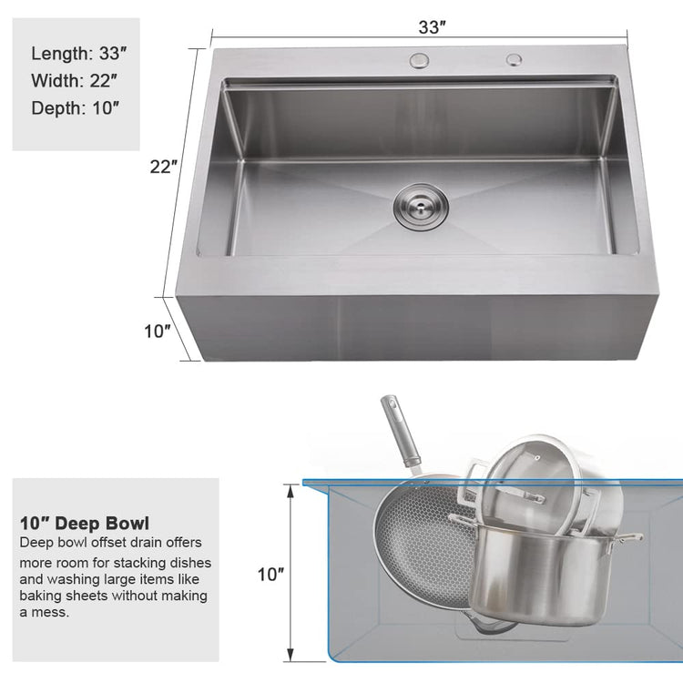 33 Inch Farmhouse Kitchen Sink Drop In