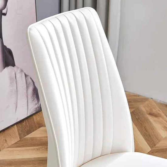Modern Dining Chairs Set - 8 Armless PU Leather Chairs with Metal Legs for Dinner Room, Office, Waiting Room (Set of 8, All-White)
