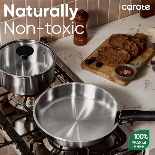 15pcs Tri Ply Stainless Steel Cookware Set with Detachable Handle (12 Count)