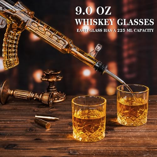 Whiskey Decanter AK47 Set with 2 Whiskey Glasses
