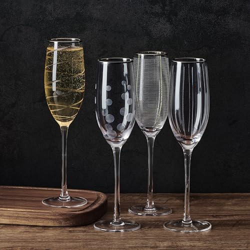 Cheers Set of 4 Platinum Rim Champagne Flutes