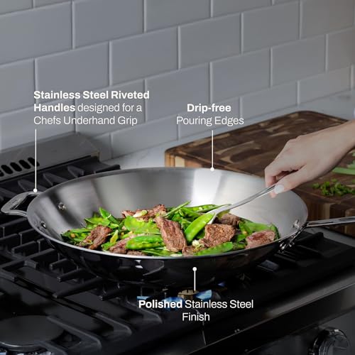 D3 Stainless Steel 14" Wok Pan with Lid