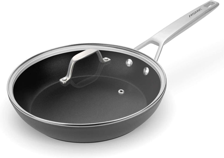 MsMk 12 Inch Nonstick Frying Pan with Lid, Titanium and Ceramic Nonstick skillet with lid, PFOA Free, Non-Toxic, Stay-Cool Handle, Scratch-resistant, Dishwasher Safe, Oven Safe to 700°F