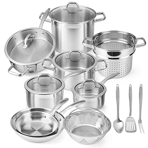 Stainless Steel Pots and Pans Set (17 Count)