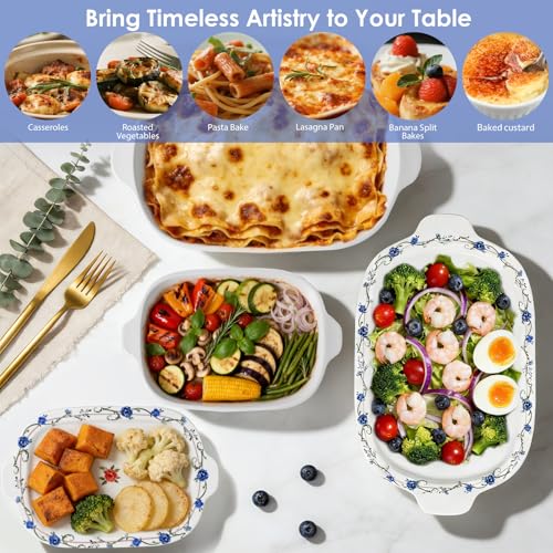 Ceramic Casserole Dish with Lids for Oven (4 Count)