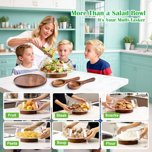 Extra Large Glass Salad Bowl with Lid Set