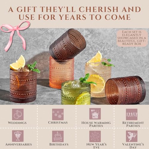 Hobnail Beaded Highball Drinking Tumbler Glasses