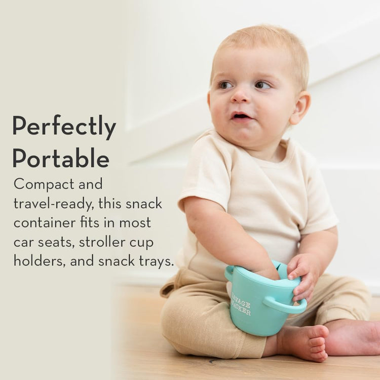 Snack Cups for Toddlers by Bella Tunno, Silicone Spill Proof Food Container with Lid, Babies & Kids 6-12 Months, Cheerio Mate