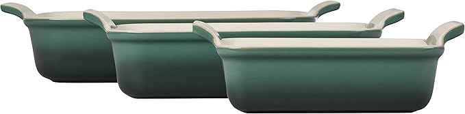 Le Creuset Stoneware Heritage Set 3 Rectangular Dishes, Artichaut