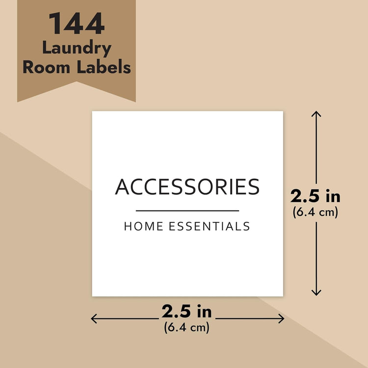 Talented Kitchen 144 Minimalist Laundry Room Labels - Preprinted Laundry Room Organization Stickers for Glass Jars, Containers, Spray Bottles (Black Print on White Matte Backing)