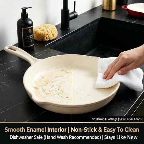 5 Piece White Enameled Cast Iron Cookware Set