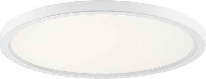 Quoizel Outskirts Round Flush Mount Ceiling Light, 20 Inch White Lustre, Dimmable Integrated LED 2870 Lumens, 27 W, Close to Ceiling Light Fixtures for Hallway, Kitchen, Bedroom or Bathroom