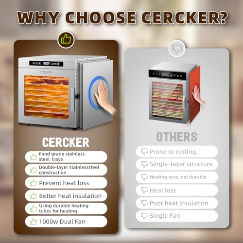 Meat Dehydrator for Jerky Maker 9 Trays 1000W Dryer Machine for Fruit Beef