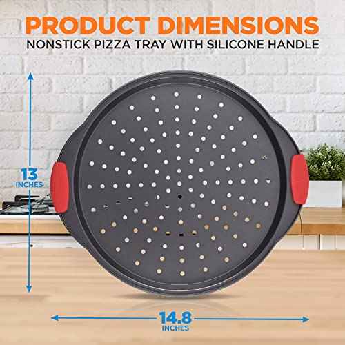 Non Stick Pizza Tray with Silicone Handles