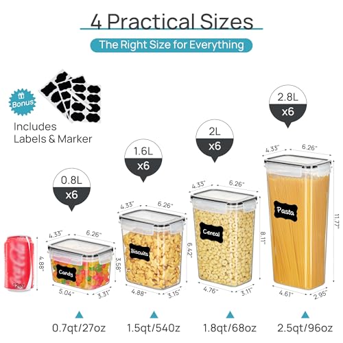 Airtight Food Storage Containers with Lids (Black)