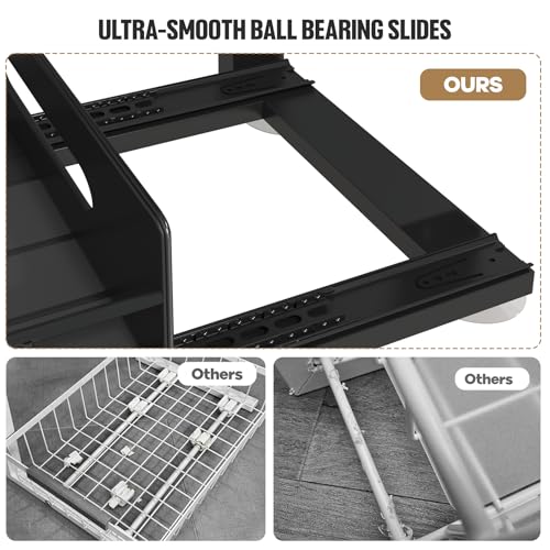 Under Sink Organizer Upgrade To Professional Rails (Black / 2 Pack-14.5"Dx12.8"-16.9"H)