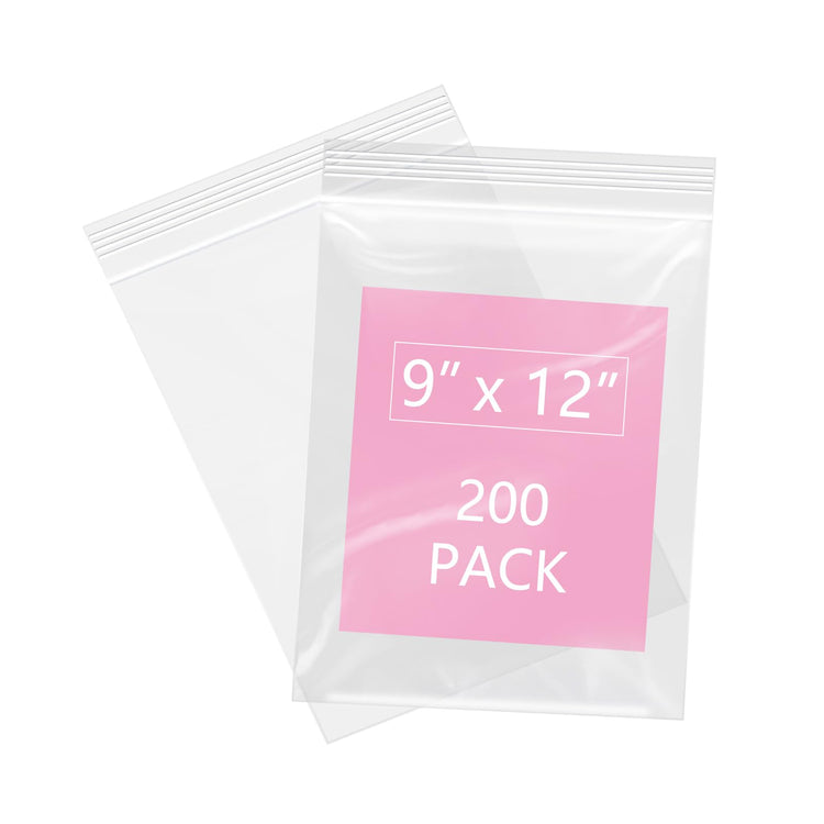 200 Pcs 9" x 12" Clear Zip Bags (200 Count)
