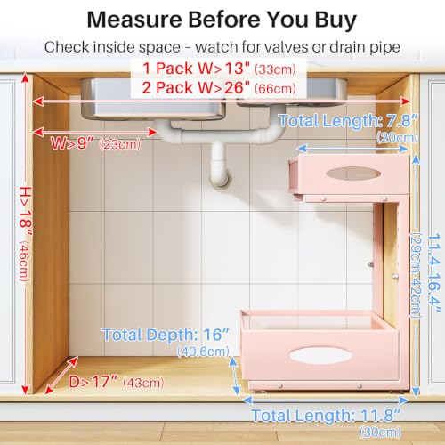 Under Sink Organizer (Pink / 2-Pack)