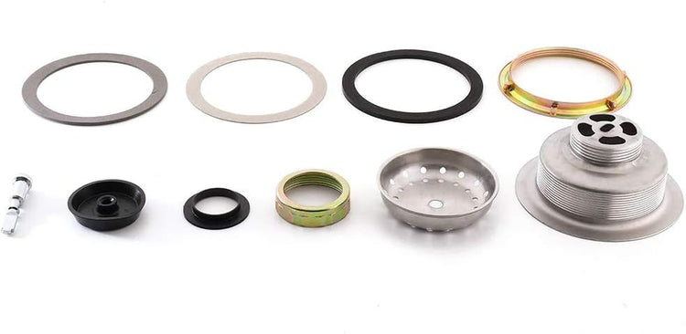 KONE 3-1/2 Inch Kitchen Sink Drain Assembly with Strainer Basket/Drain Stopper, All Stainless Steel Sink Drain Kit Durable and Rustproof