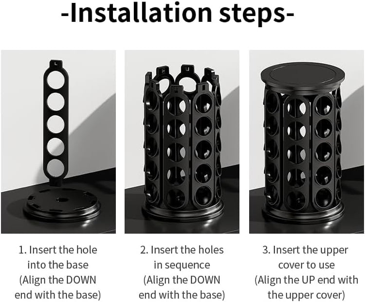 K Cups Holder,K Cup Carousel, Coffee Pods Storage Organizer Stand,New Modern Design, Home or Office Kitchen Counter Organizer（Capacity of 40 Pods, Black）