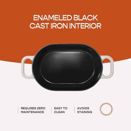 Enameled Cast Iron Dutch Oven for Professional Sourdough Bread Baking | 5.5 Quart Loaf Size Oval Cookware Pot with Lid | Triple-Layer Enamel Coating Pan with Non Stick Silicone Mat | White