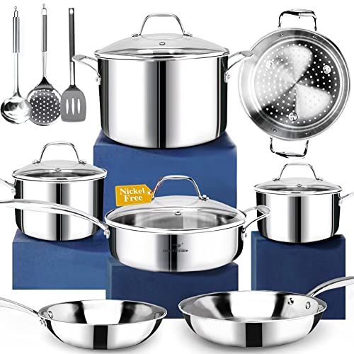 14 Piece Nickel Free Stainless Steel Cookware Set Whole