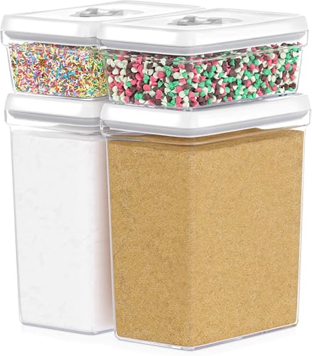 Large Airtight Food Storage Containers with White Lids (06 - 3.8 Liters & .77 Liter (Set of 4))