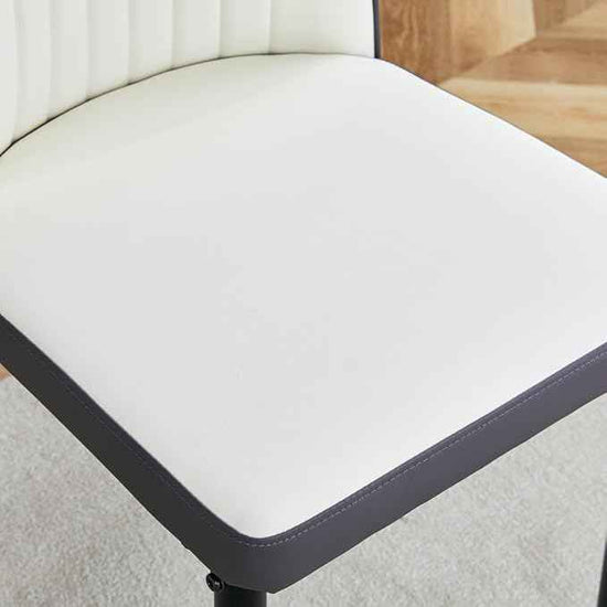 Modern Dining Chairs Set - Off-White PU Leather Armless Chairs with Metal Legs for Dinner Room, Office, Waiting Room (Set of 8)
