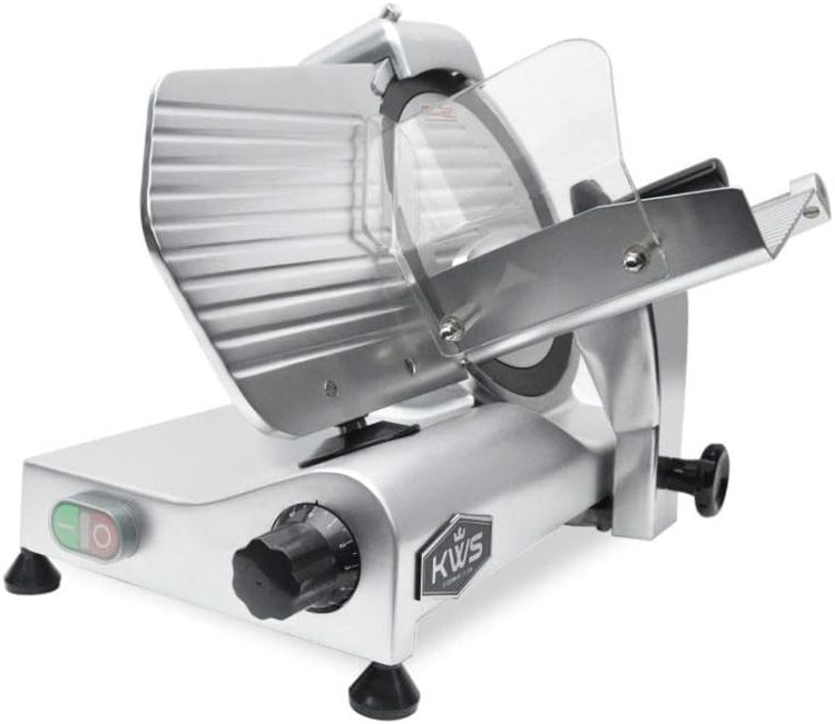 KWS MS-10NT 320W Motor Electric Meat Slicer 10-Inch with 304 Stainless Steel coated with Teflon Blade, Frozen Meat/Cheese/Food Slicer Low Noise Commercial and Home Use [ ETL, NSF Certified ]