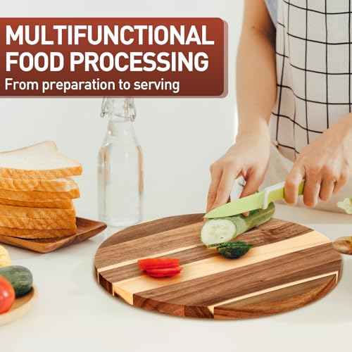 6 Pack 12" Acacia Wooden Round Cutting Boards Bulk 0.6 Inch Thick Round Charcuterie Board Smooth Surface Multipurpose Chopping Serving Tray for Pizza Fruit Vegetables Bread (6 Count)
