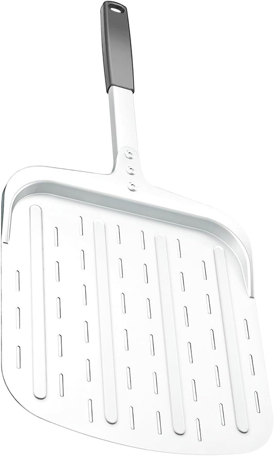 Pizza Peel 12 inch, Perforated Aluminum Pizza Paddle (12'') with Heat-resistant Handle, Nonstick and Lightweight Pizza Spatula, Pizza Oven Accessories