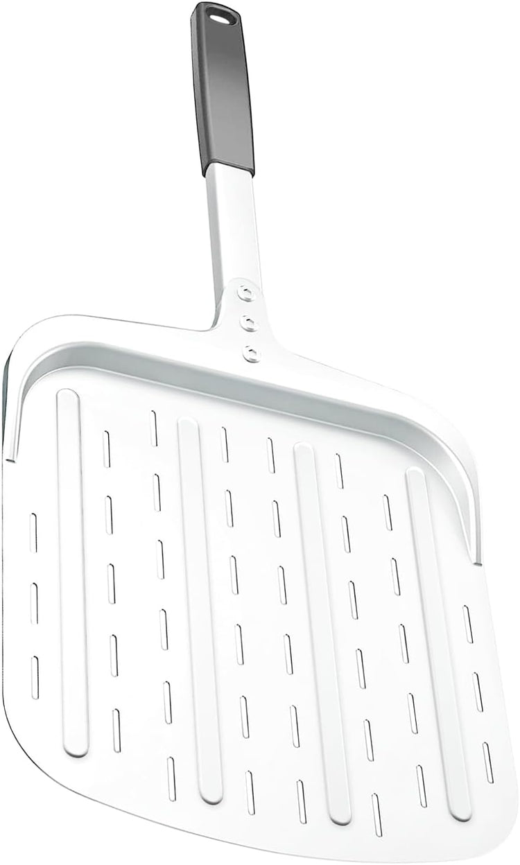 Pizza Peel 12 inch, Perforated Aluminum Pizza Paddle (12'') with Heat-resistant Handle, Nonstick and Lightweight Pizza Spatula, Pizza Oven Accessories