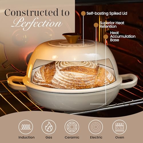 Enamelled Cast Iron Dutch Oven For Bread Baking (Cream)