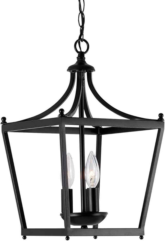 Capital Lighting 4036MB Stanton Geometric Metal Open Frame Lantern Foyer Pendant, 3-Light 180 Total Watts, 17" H x 10" W, Matte Black