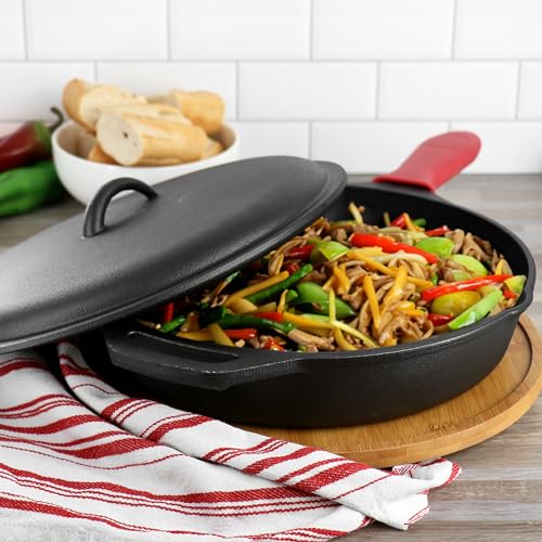 12 Inch Pre Seasoned Cast Iron Skillet with Cast Iron Lid (12 Inch Skillet / 12 Inch Skillet)