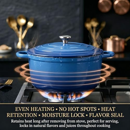 5 Piece Cobalt Blue Enameled Cast Iron Cookware Set