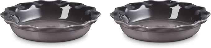Le Creuset Stoneware Set of 2 Heritage Fluted Pie Dish, 9", Oyster
