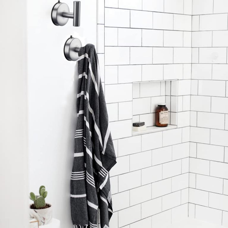 Large Suction Cup Hooks Brushed Nickel Stainless Steel Suction Shower Hooks for Loofah Set of 2 Towel Hook 11 Lb No Drill Hook for Bathroom (2 Count)