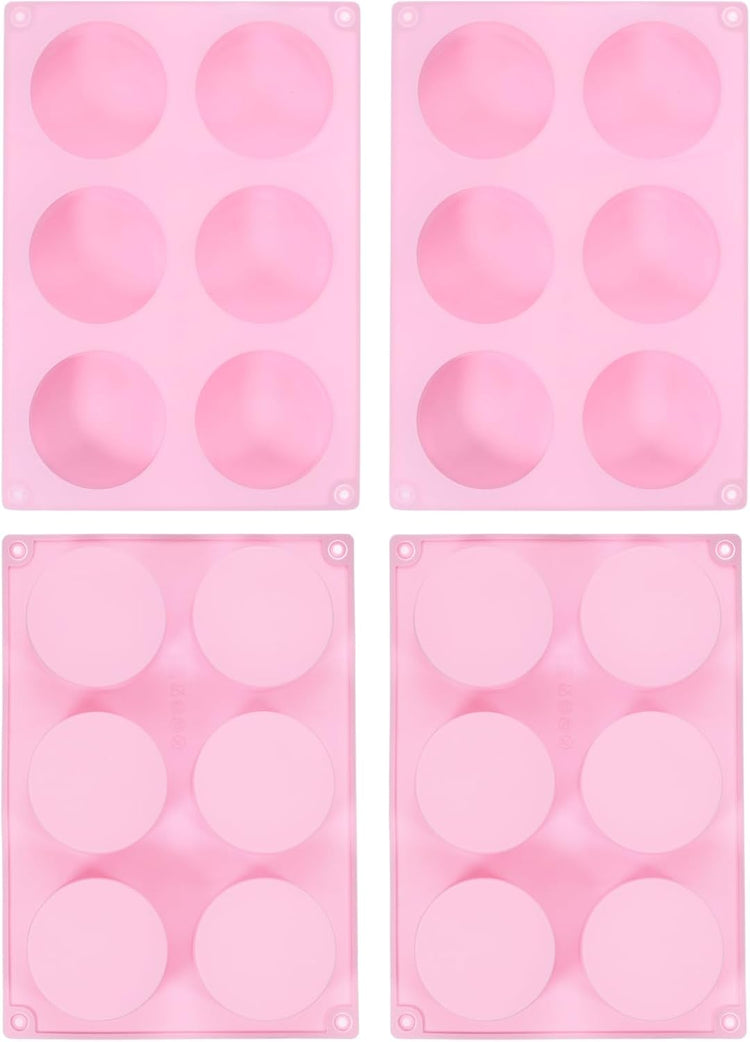 uxcell 4pcs Silicone Muffins Pan, 6 Cup Silicone Cupcake Pan Nonstick Baking Tray for Muffins, Cupcakes, Dishwasher Safe, Pink