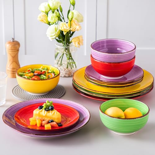 Bonita Dinnerware Set Multicolor Stoneware 12 Pieces Service for 4