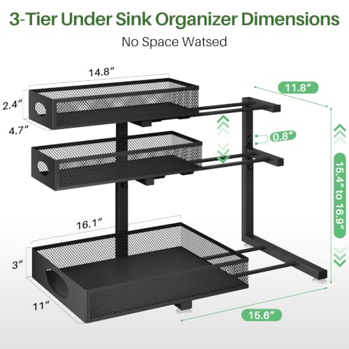 Under Sink Organizer 3 (2-Pack / Black)