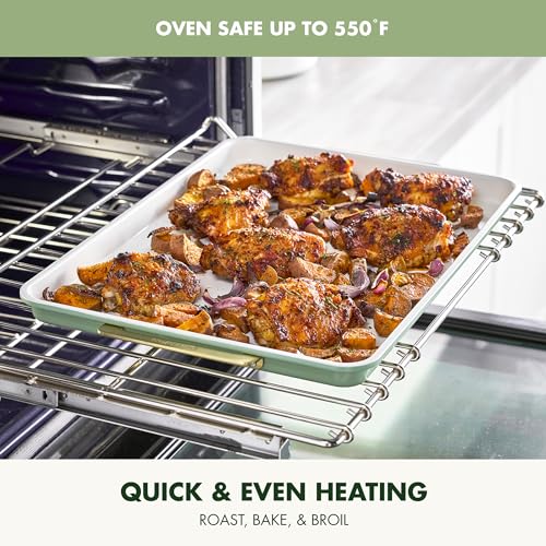 Bakeware Set 7 Piece Nonstick Ceramic Gold Handle Baking Sheets (7 Count)