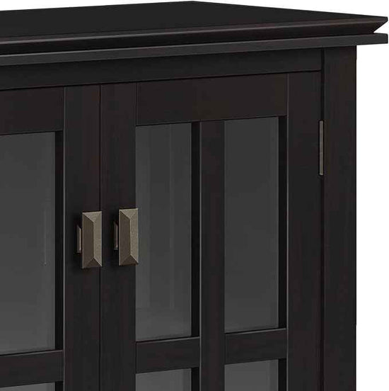 SIMPLIHOME Artisan SOLID WOOD 30 Inch Wide Contemporary Low Storage Cabinet in Hickory Brown, For the Living Room, Entryway and Family Room